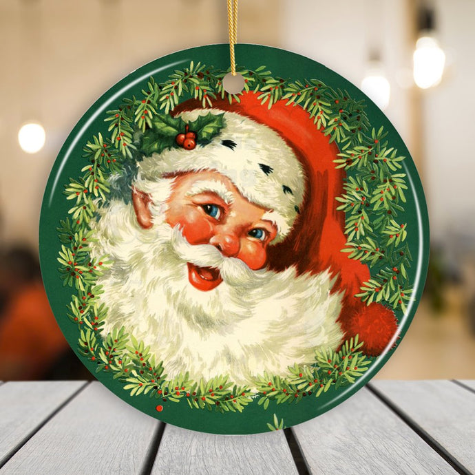 Victorian Santa Round Christmas Ornament Gift OrnamentallyYou