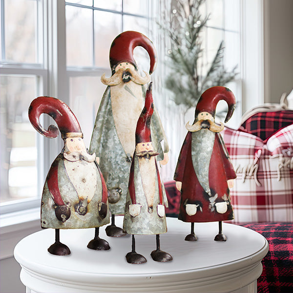 Galvanized Metal Tabletop Santas, Set of 4 General KAL