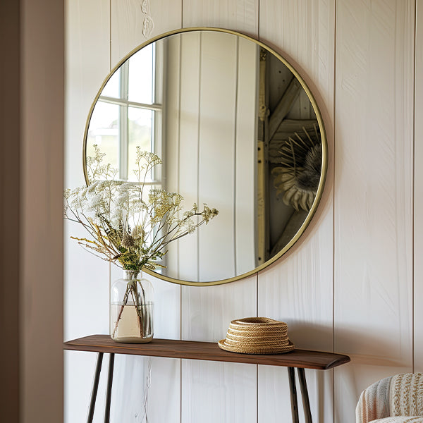 Vintage Style Brass Framed Round Mirror Whats trending KAL