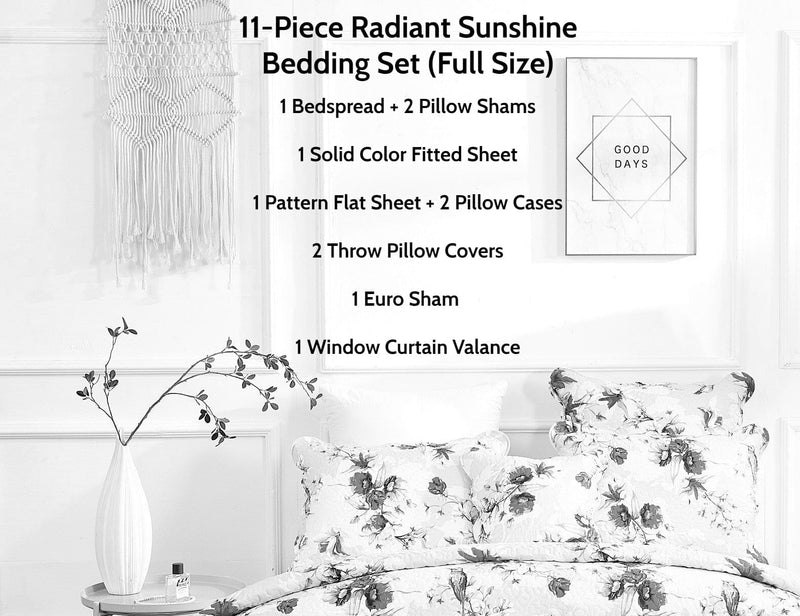 Load image into Gallery viewer, Bedding Bed in a Bag Bundle Set - Radiant Sunshine Yellow Hummingbirds Floral Bedding Set Collection DaDalogy Bedding Collection
