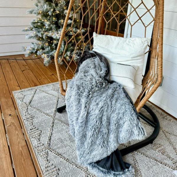 Faux Fur Gray Ombre Throw Blanket Gift Chanasya