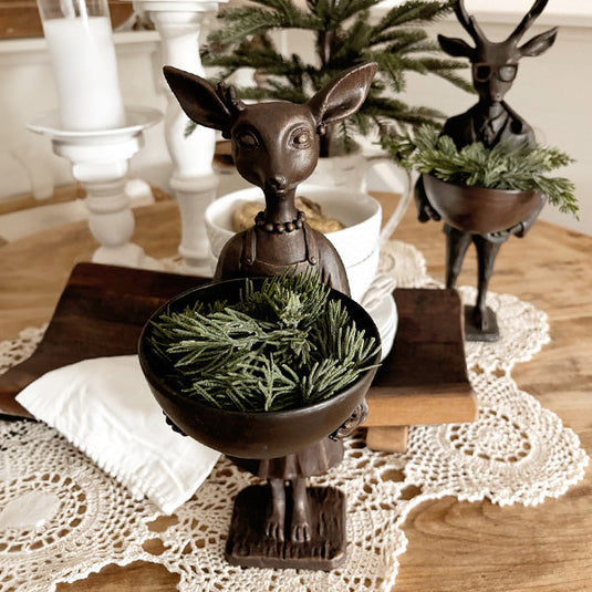 Bronze Girl Reindeer Bowl | Dapper Critters Collection General ABH