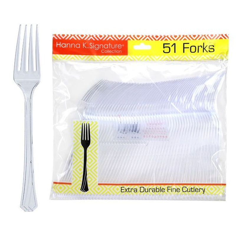 Load image into Gallery viewer, *WHOLESALE* Hanna K. Signature Heavyweight Clear Plastic Fork: 1224CT Cutlery Hanna K Signature
