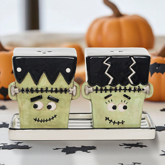 Frankenstein & Bride Salt Pepper Shakers with Plate General TP