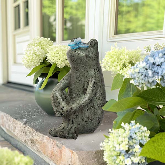 15 Inch Green Spring Frog Decor with Butterfly Whats trending TP