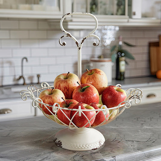 Farmhouse Distressed Metal Fruit Basket with Handle Whats trending CT