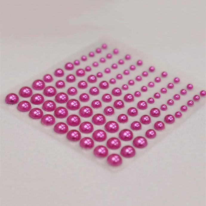 486 Pcs Fuchsia Self Adhesive Pearl Rhinestone DIY Gem Stickers - Assorted Sizes Decorations HIER_9520