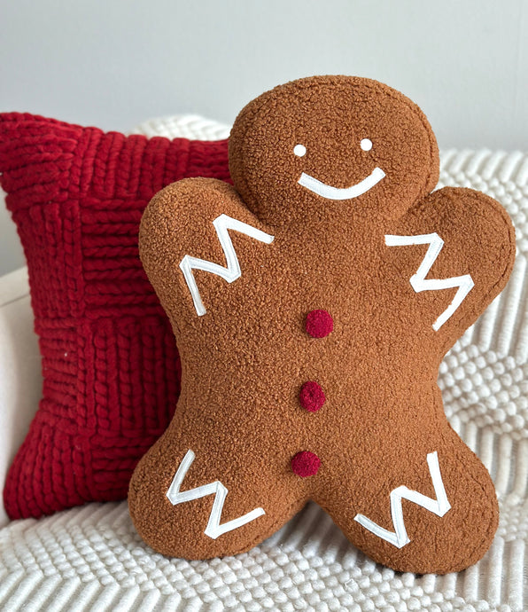 Mr. Gingerbread Shaped Pillow Gift Busa Designs