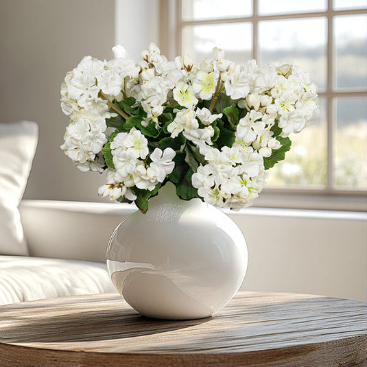 Lifelike White Geranium Bush, Set of 3 Stems Collection RH