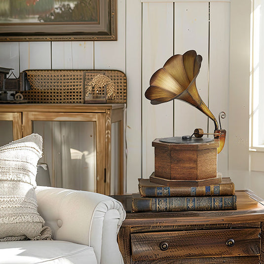 Wood and Copper Finish Decorative Gramophone Whats trending UMA