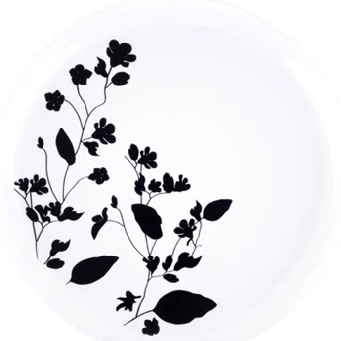 Garden Collection White and Black Round Dinner Plates 10