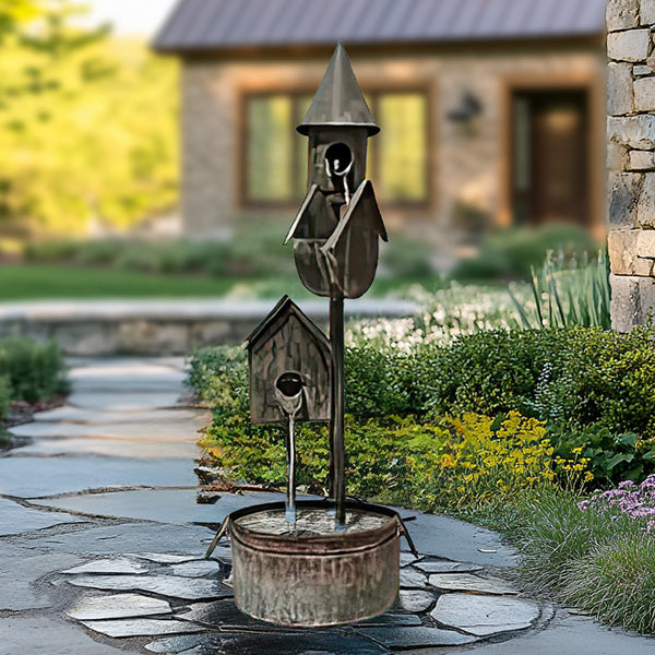 32 Inch Galvanized Rustic Metal Birdhouse Garden Fountain Whats trending VIP