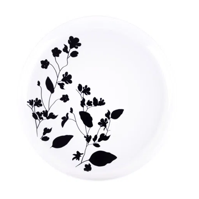 Garden Collection White and Black Round Dinner Plates 6.3