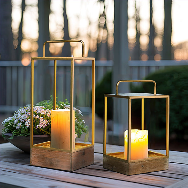 Geometric Metal and Wooden Lanterns, Set of 2 Whats trending TP