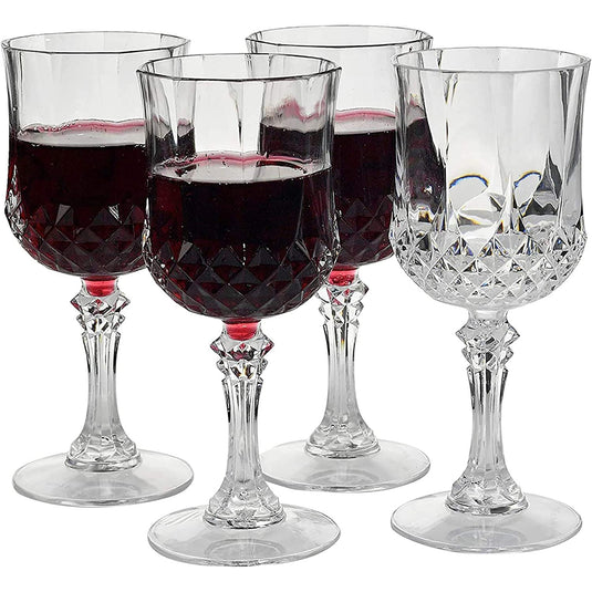 Simcha Collection Crystal Like Elegant Plastic Wine Glasses 8 oz Cups Blue Sky