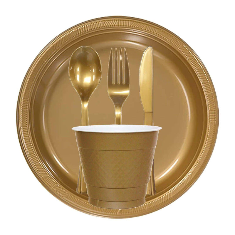 Load image into Gallery viewer, Hanna K. Signature Plastic Plates Gold 7&quot; Disposable Plates Hanna K Signature
