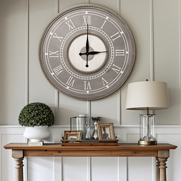 Oversized Beaded Edge Wooden Wall Clock Whats trending TP