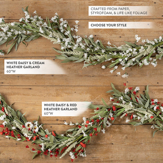 60 Inch White Daisy Spring Garland, Choose Your Color Whats trending RH