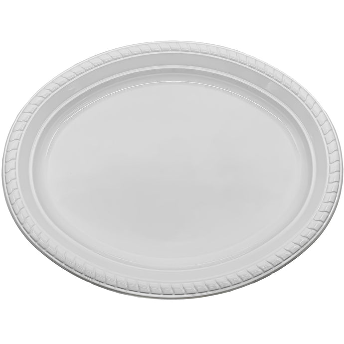 White Plastic Oval Serving Plate 12¼