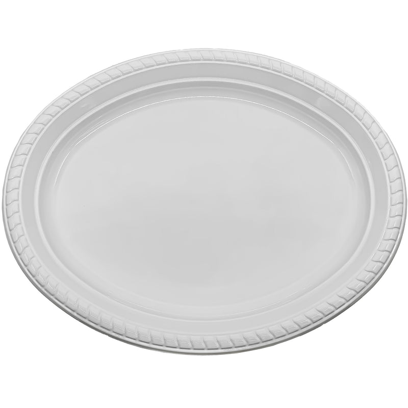 Load image into Gallery viewer, White Plastic Oval Serving Plate 12¼&quot; x 9¾&quot; Disposable Plates Hanna K
