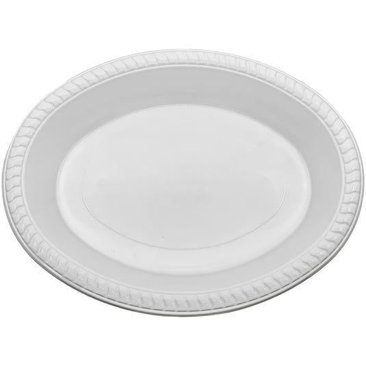 White Plastic Oval Serving Bowl 11½" x 9" Disposable Plates Hanna K