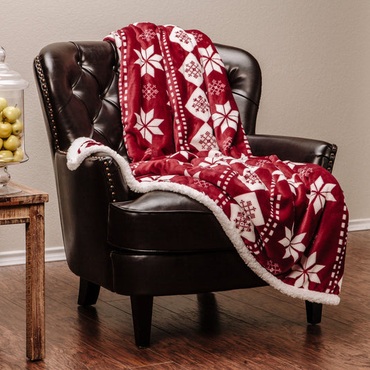 Holiday Sherpa Red Throw Blanket Collective Chanasya