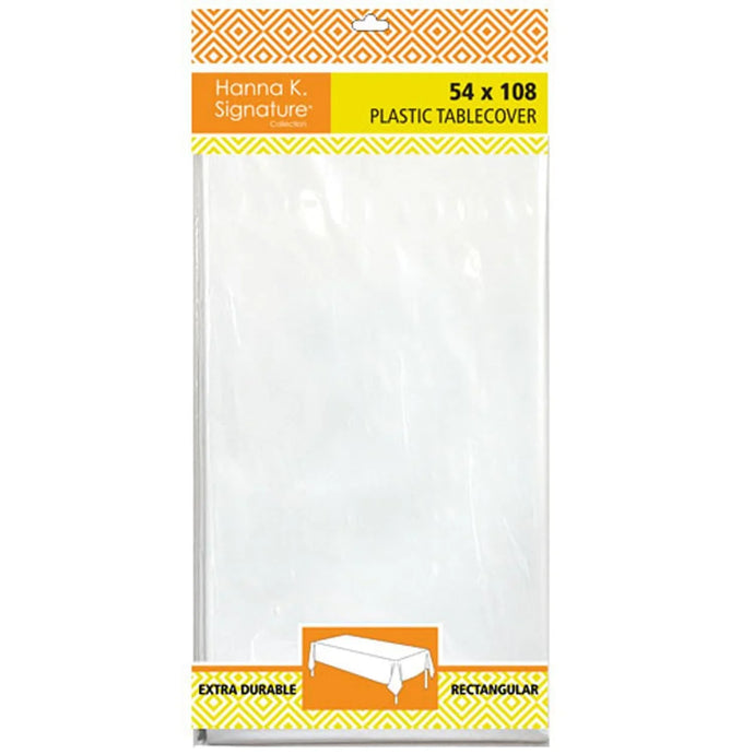 Disposable Plastic Premium Tablecloth Heavyweight Rectangle White Lace 54