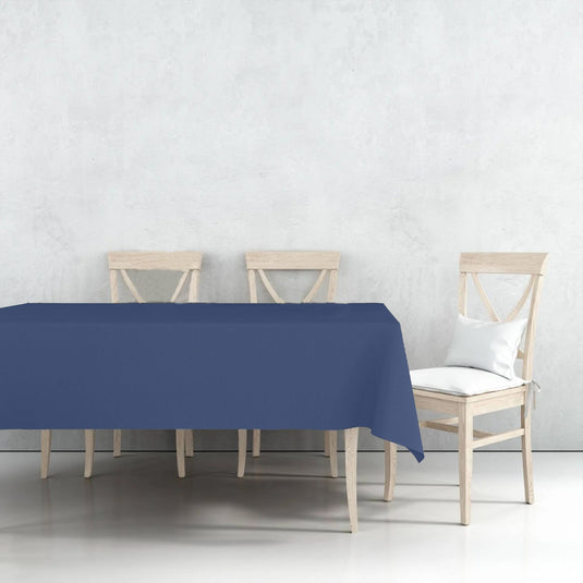 Disposable Plastic Premium Tablecloth Heavyweight Rectangle Blue 54" x 108" Tablesettings VeZee