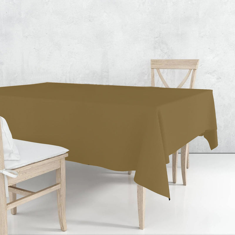 Load image into Gallery viewer, Disposable Plastic Premium Tablecloth Heavyweight Rectangle Gold 54&quot; x 108&quot; Tablesettings VeZee
