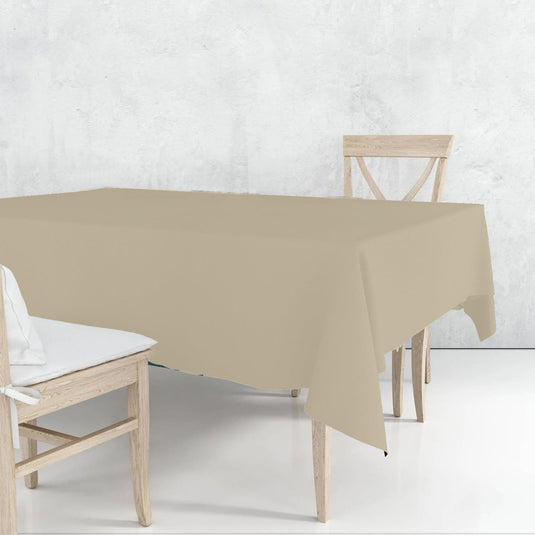 Disposable Plastic Premium Tablecloth Heavyweight Rectangle Ivory 54" x 108" Tablesettings VeZee