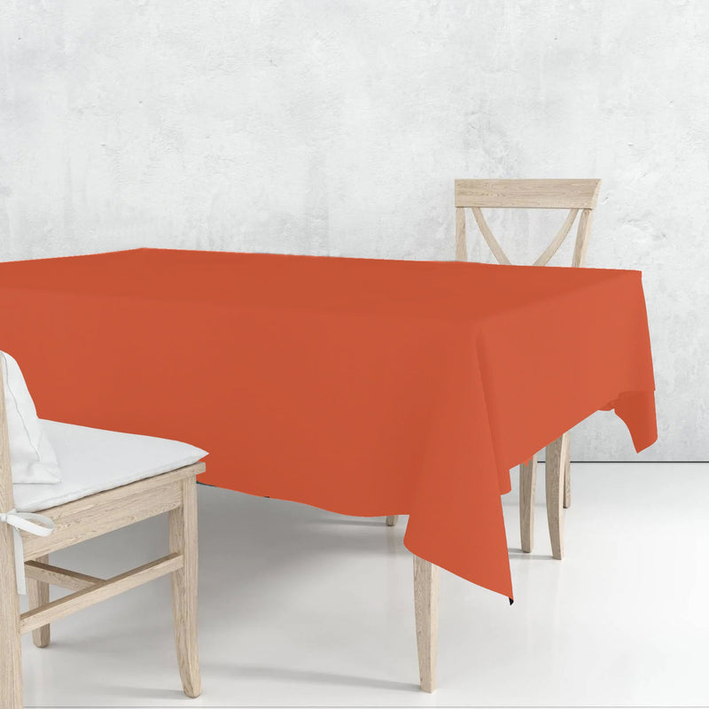 Load image into Gallery viewer, Disposable Plastic Premium Tablecloth Heavyweight Rectangle Orange 54&quot; x 108&quot; Tablesettings VeZee
