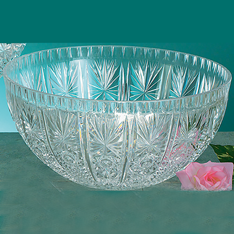 Load image into Gallery viewer, 12 Quart Premium EXTRA Heavy Weight Plastic CRYSTAL Clear Punch Bowl 14in.wide+7in. high Serverware Hanna K
