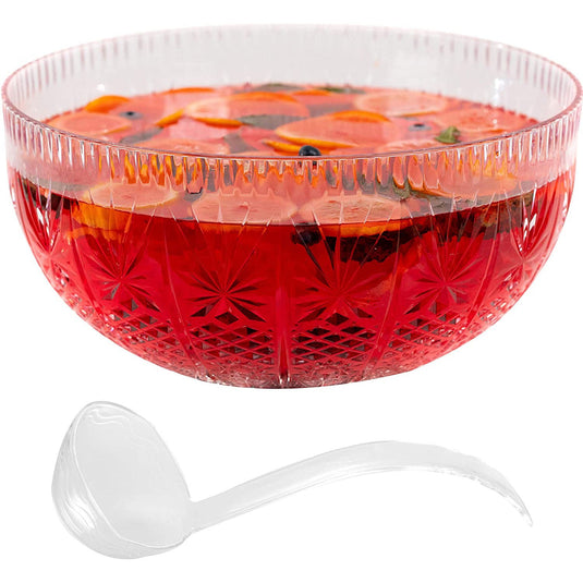 12 Quart Premium EXTRA Heavy Weight Plastic CRYSTAL Clear Punch Bowl 14in.wide+7in. high Serverware Hanna K