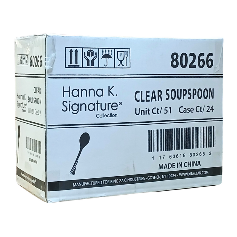 Load image into Gallery viewer, *WHOLESALE* Hanna K. Signature Heavyweight Plastic Soupspoon Clear: 1224CT Cutlery Hanna K Signature
