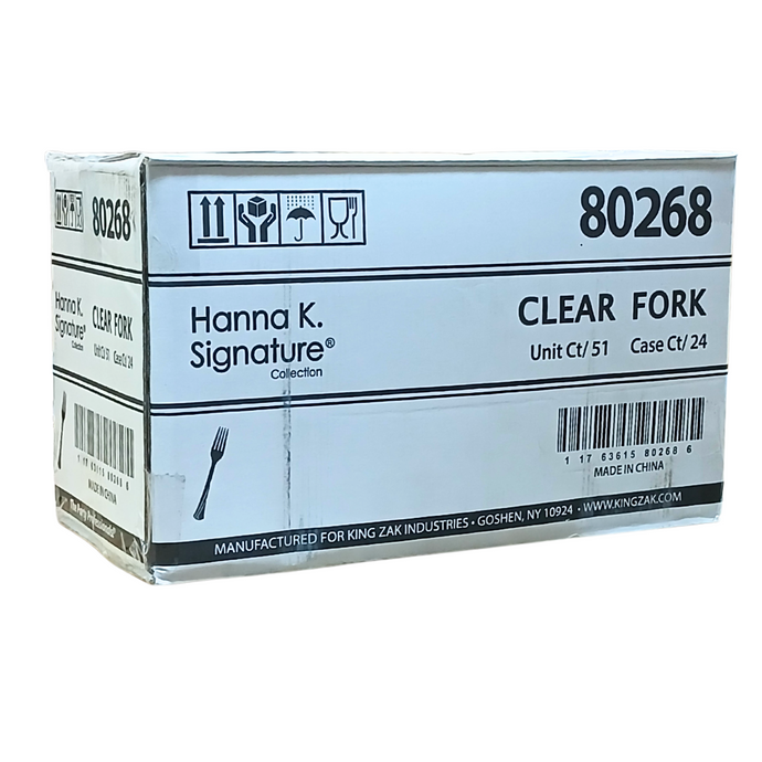 *WHOLESALE* Hanna K. Signature Heavyweight Clear Plastic Fork: 1224CT Cutlery Hanna K Signature