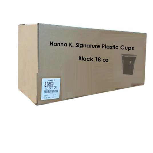 *WHOLESALE* Hanna K. Signature Plastic Cups Black 18 oz: 600CT Cups Hanna K Signature