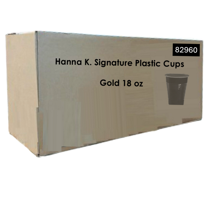 *WHOLESALE* Hanna K. Signature Plastic Cups Gold 18 oz : 600CT Cups Hanna K Signature