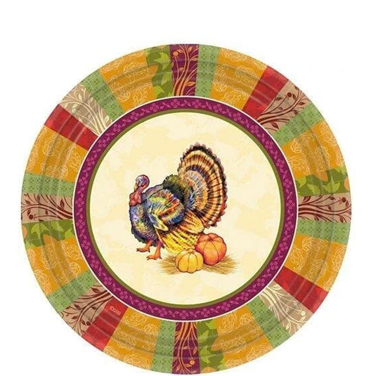 Fall Turkey Heavyweight Paper Plates 7" 16 Count Disposable Hanna K