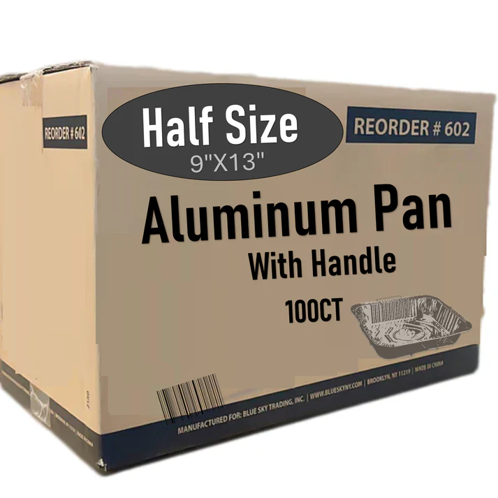 Load image into Gallery viewer, *WHOLESALE* Disposable Aluminum 9X13 inches Half Size Pans with Handle Rack 100ct/ Case Half Size Pans VeZee
