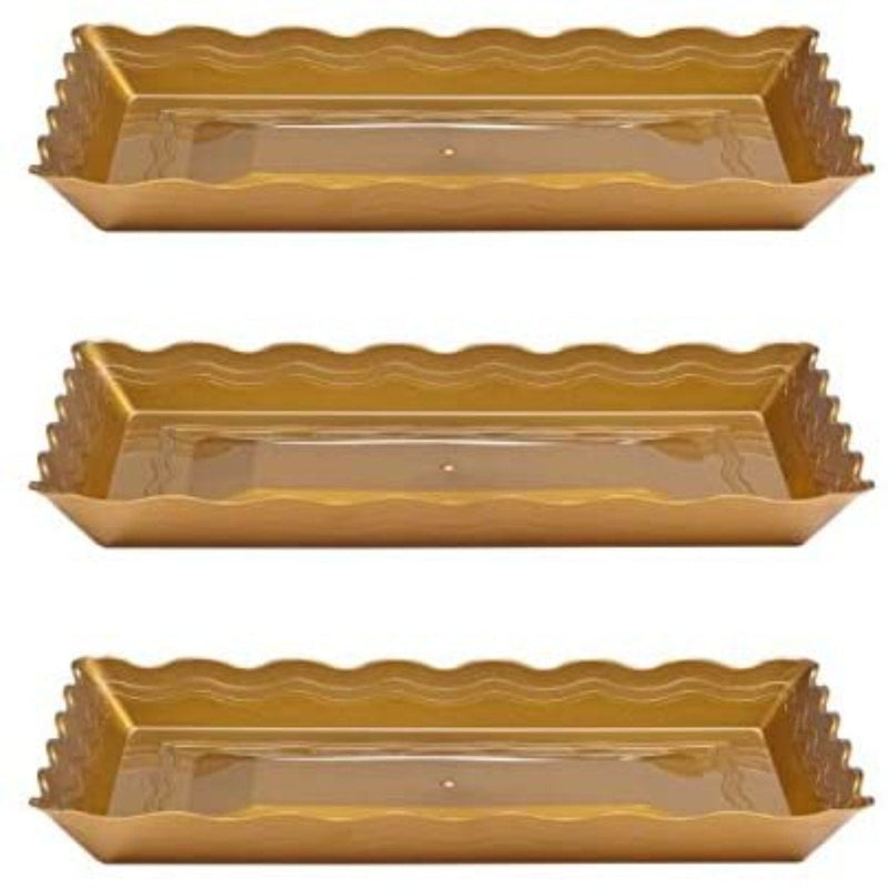 Load image into Gallery viewer, 9&#39;&#39;X13&#39;&#39; Gold Plastic Rectangular Tray Serverware Party Dimensions
