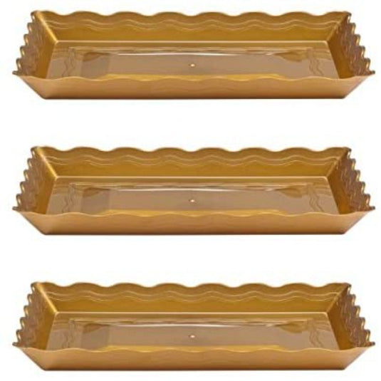 9''X13'' Gold Plastic Rectangular Tray Serverware Party Dimensions