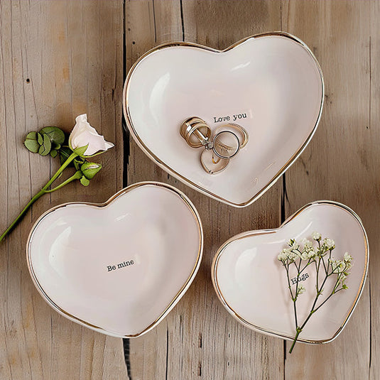 Valentines Day Heart Trinket Dishes, Set of 3 General TP