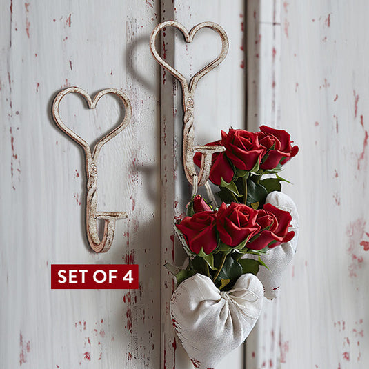 Aged Cast Iron Heart Hooks, Set of 4 General CT