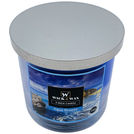 Aqua Breeze Scented Jar Candle (3-wick) - 14oz. WICK & WAX