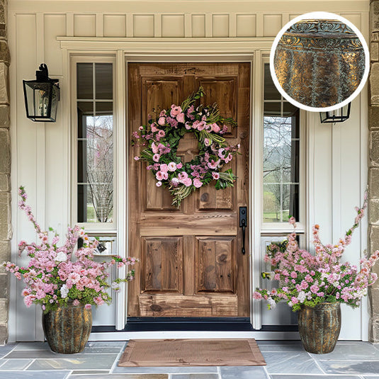 Large Flower Planters with Aged Patina, Set of 2 Whats trending ABH