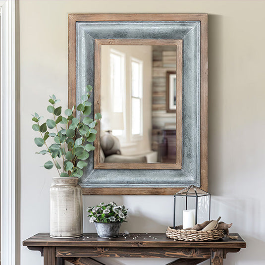 Vintage Inspired Iron and Wood Frame Mirror Deal of the Day ABH