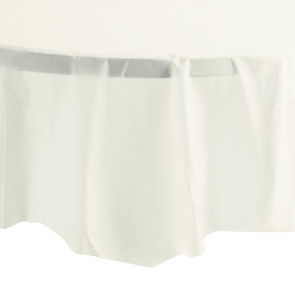 Load image into Gallery viewer, TableCloth Plastic Disposable Round Ivory 84&#39;&#39; Tablesettings Party Dimensions
