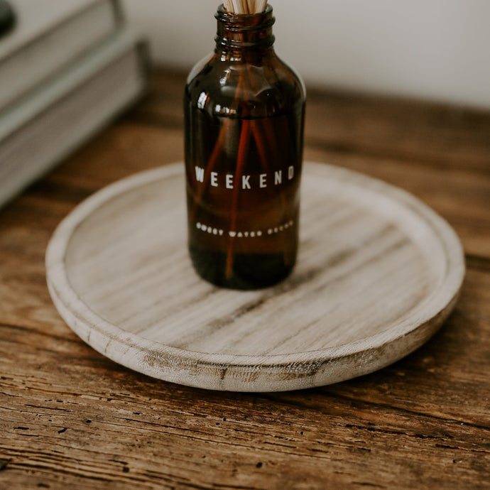 Rustic Round Wood Tray Gift Sweet Water Decor