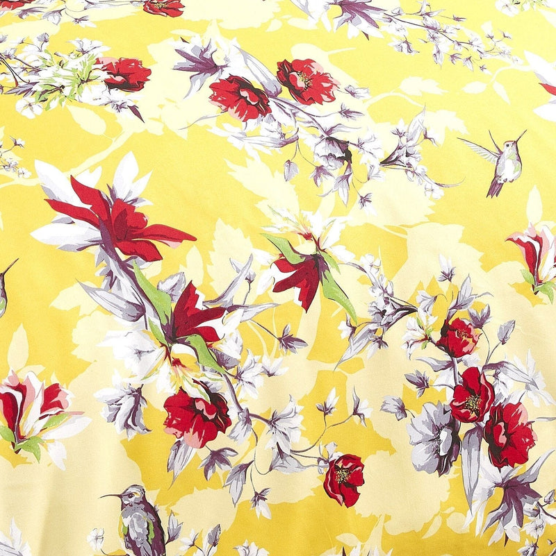 Load image into Gallery viewer, Sunshine Yellow Hummingbirds Floral Duvet Cover Set w/ Pillow Cases Shop DaDalogy Bedding Collection
