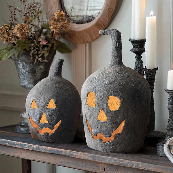 Paper Mache Jack-o-lanterns, Set of Two CT